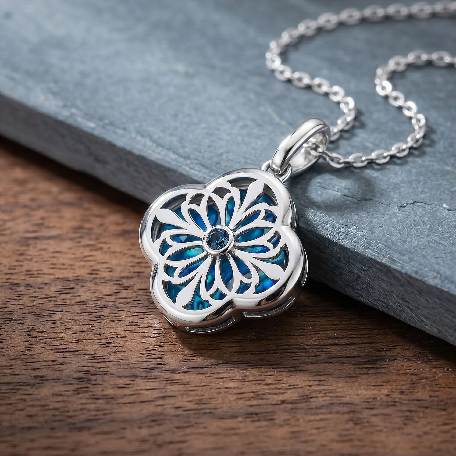 Blue Apatite Pendant with Chain (Size - 16 - 2 Ext) with Lobster Clasp in Sterling Silver 4.00 Ct.