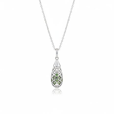 Peridot Pendant with Chain (Size 16-2Ext) with Spring Ring Clasp in Rhodium Overlay Sterling Silver 4.50 Ct.