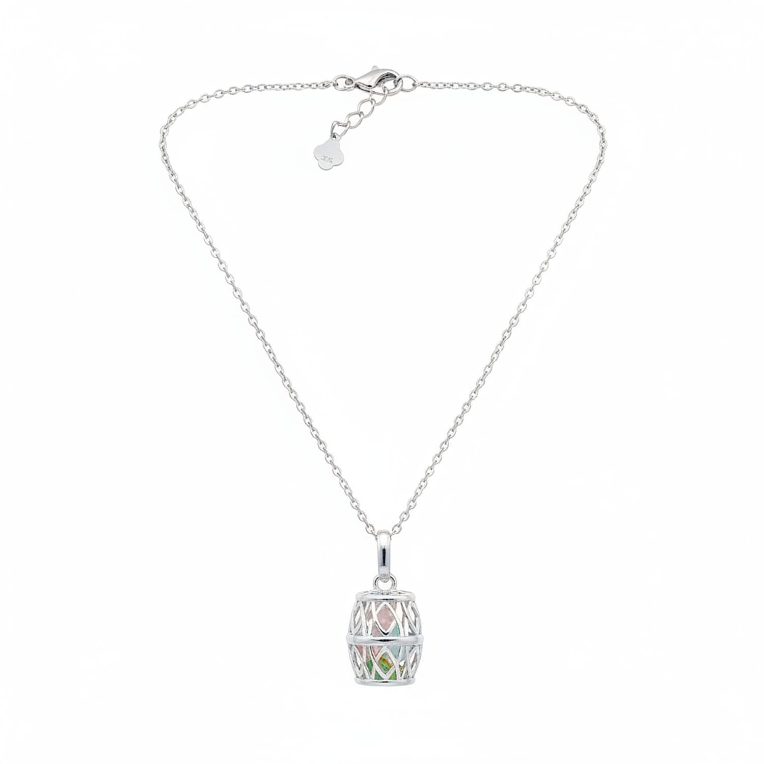 Close Out Deal - Multi Gemstones Pendant With Chain (Size 16-2 Ext) with Lobster Clasp in Rhodium Overlay Sterling Silver 4.50 Ct.