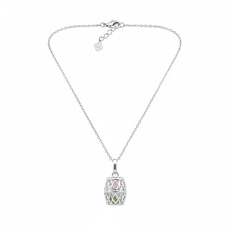 Close Out Deal - Multi Gemstones Pendant With Chain (Size 16-2 Ext) with Lobster Clasp in Rhodium Overlay Sterling Silver 4.50 Ct.