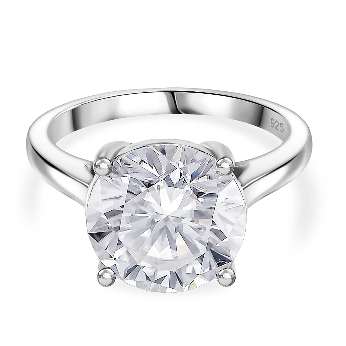 Radianta - GRA Certified (VVS1-D) Moissanite Solitaire Ring in Rhodium Overlay Sterling Silver 5.50 Ct.