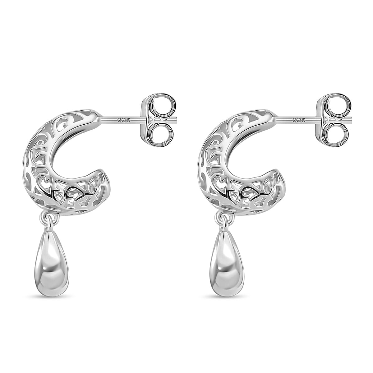 LUCY Q AirDrip Filigree Collection - Rhodium Overlay Sterling Silver Earring with Push Backs