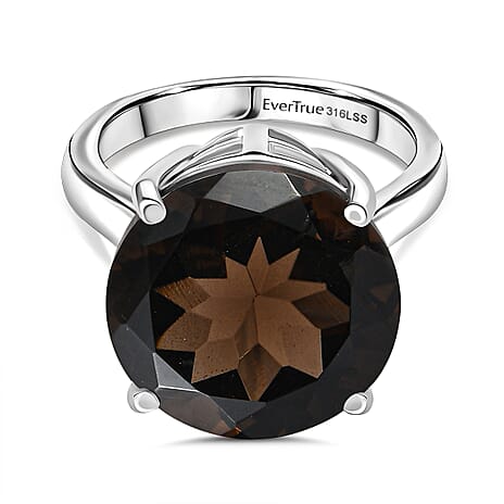 EverTrue Premium Brazilian Smoky Quartz Solitaire Ring 10.88 Ct.