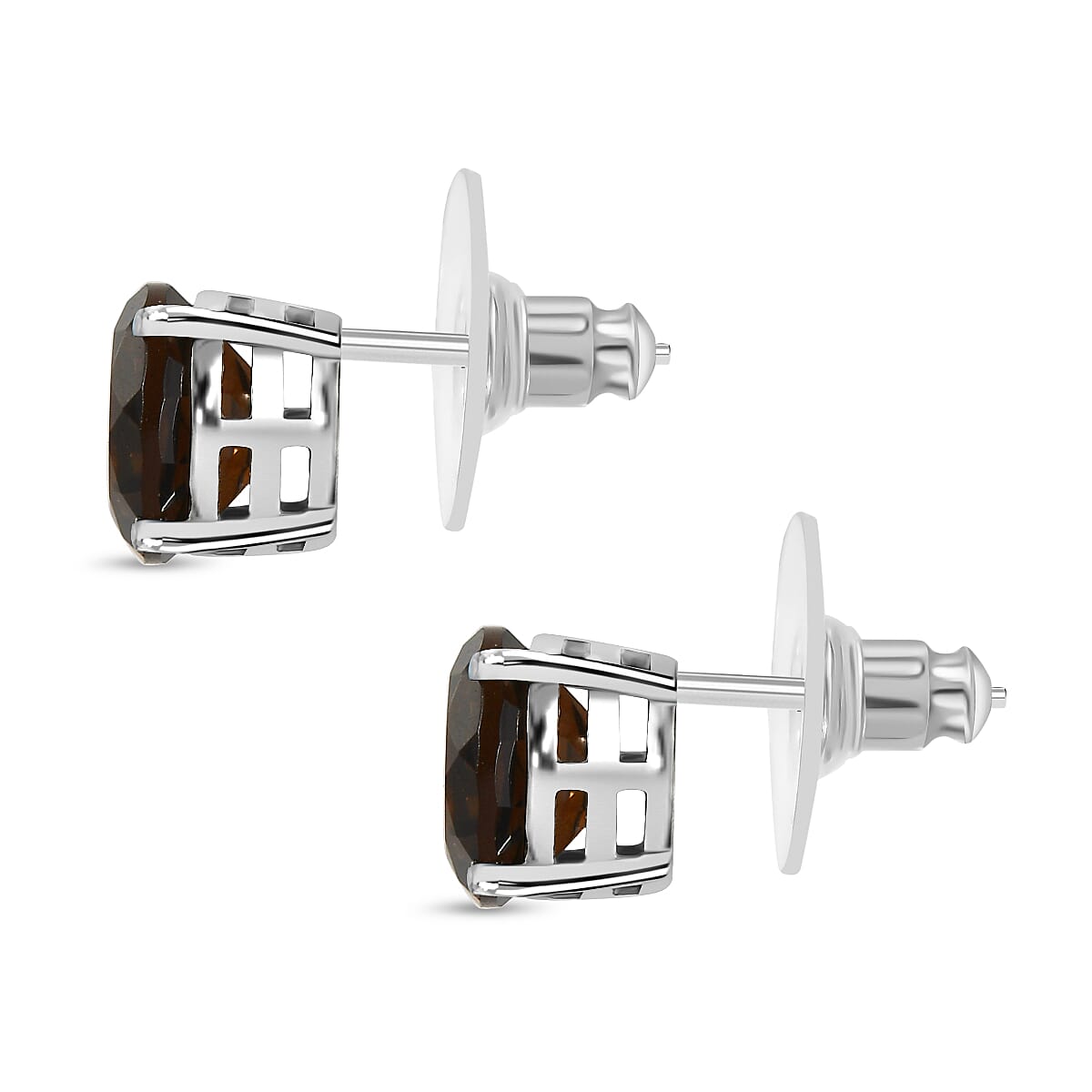 Premium Brazilian Smoky Quartz Solitaire Stud Earrings 6.77 Ct.