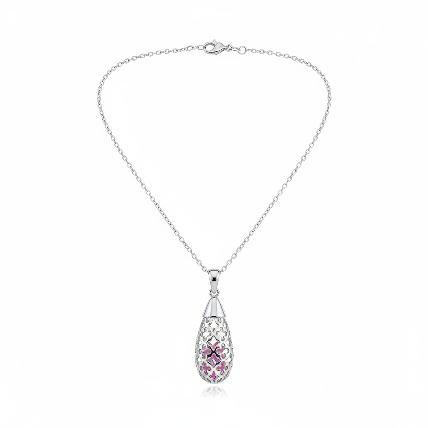 Pink Spinel Pendant (Size 16 - 2 Ext) with Lobster Clasp Sterling Silver 5.50 Ct.