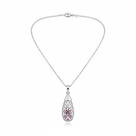 Pink Spinel Pendant (Size 16 - 2 Ext) with Lobster Clasp Sterling Silver 5.50 Ct.