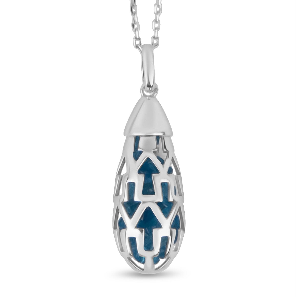 Close Out Deal - Blue Apatite Pendant (Size 16 - 2 Ext) with Chain with Lobster Clasp Sterling Silver 8.30 Ct.