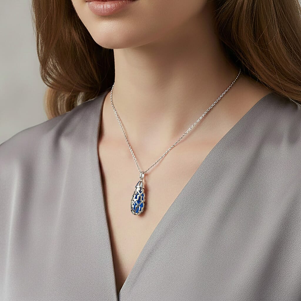 Close Out Deal - Blue Apatite Pendant (Size 16 - 2 Ext) with Chain with Lobster Clasp Sterling Silver 8.30 Ct.