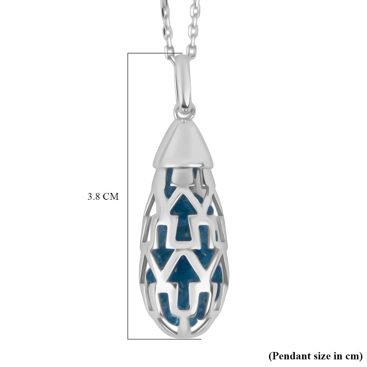 Close Out Deal - Blue Apatite Pendant (Size 16 - 2 Ext) with Chain with Lobster Clasp Sterling Silver 8.30 Ct.
