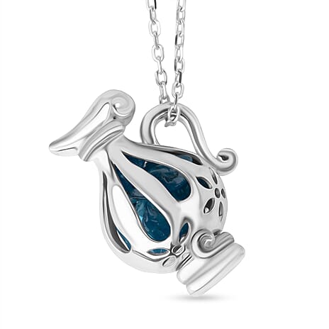 Close Out Deal - Blue Apatite Pendant with Chain (Size 16 - 2 Ext) with Lobster Clasp Sterling Silver 5.95 Ct, Silver Wt. 6.91 Gms.