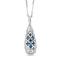 Close Out Deal - Blue Apatite Pendant with Chain (Size 16 - 2 Ext) with Lobster Clasp Sterling Silver 4.40 Ct, Silver Wt. 5.31 Gms.