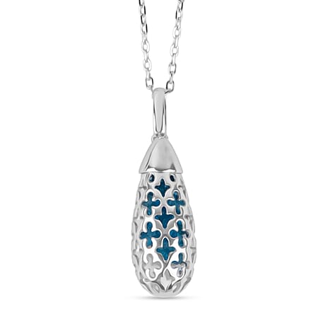 Close Out Deal - Blue Apatite Pendant with Chain (Size 16 - 2 Ext) with Lobster Clasp Sterling Silver 4.40 Ct, Silver Wt. 5.31 Gms.
