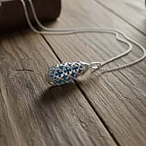 Close Out Deal - Blue Apatite Pendant with Chain (Size 16 - 2 Ext) with Lobster Clasp Sterling Silver 4.40 Ct, Silver Wt. 5.31 Gms.
