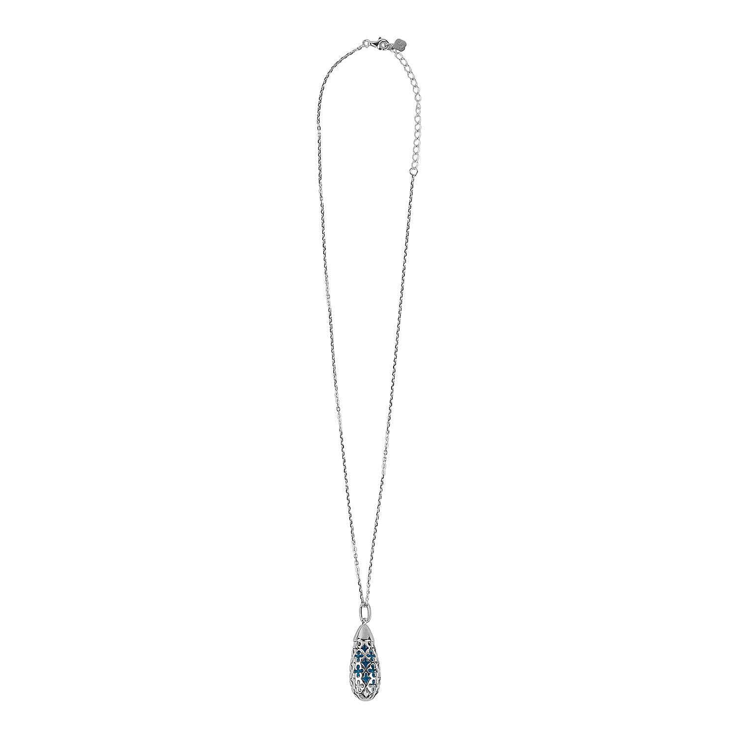Close Out Deal - Blue Apatite Pendant with Chain (Size 16 - 2 Ext) with Lobster Clasp Sterling Silver 4.40 Ct, Silver Wt. 5.31 Gms.