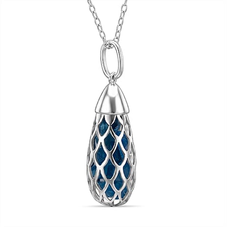 Blue Apatite Pendant (Size 16 - 2 Ext) with Spring Ring Clasp Sterling Silver 1.50 Ct.