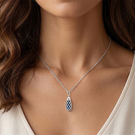 Blue Apatite Pendant (Size 16 - 2 Ext) with Spring Ring Clasp Sterling Silver 1.50 Ct.