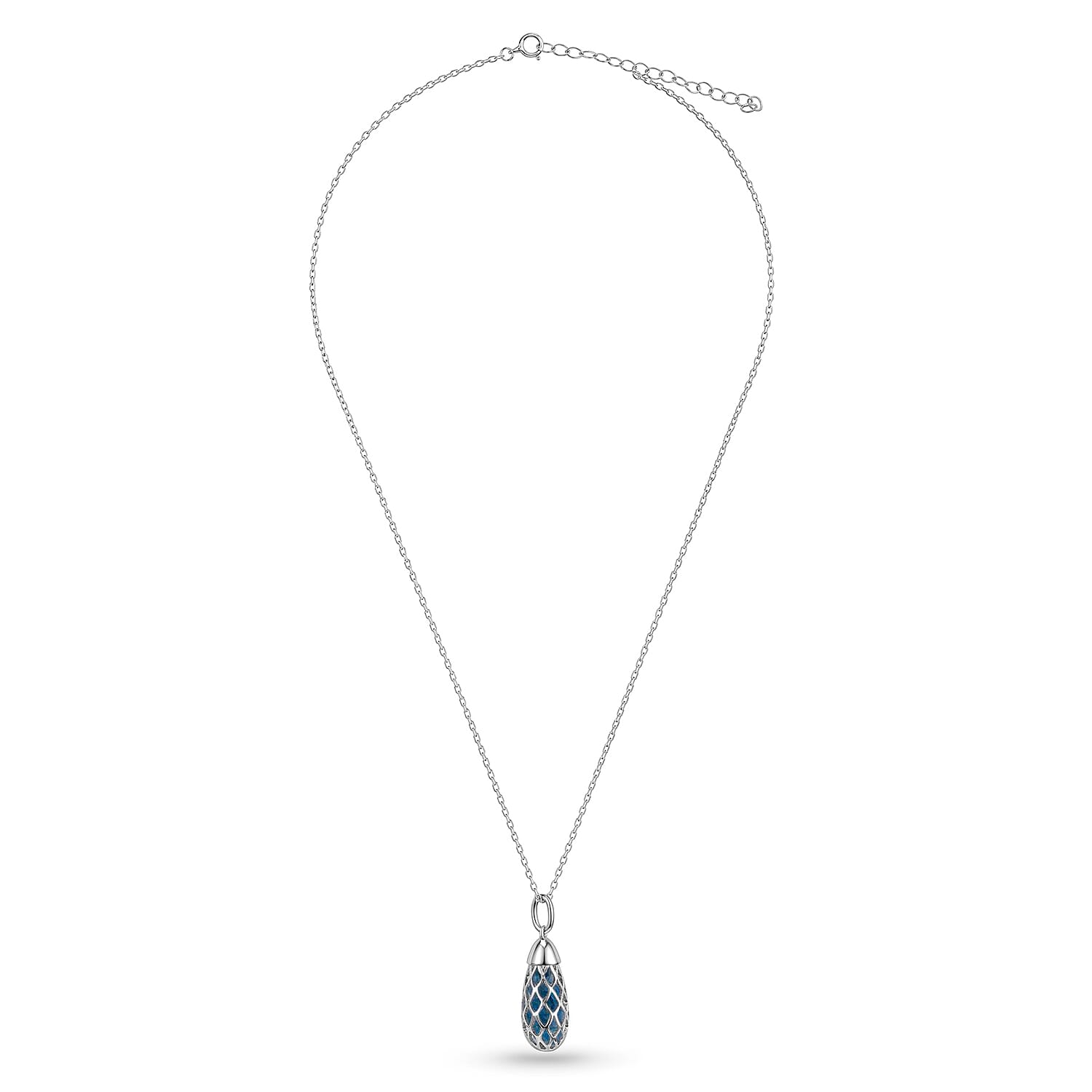 Blue Apatite Pendant (Size 16 - 2 Ext) with Spring Ring Clasp Sterling Silver 1.50 Ct.