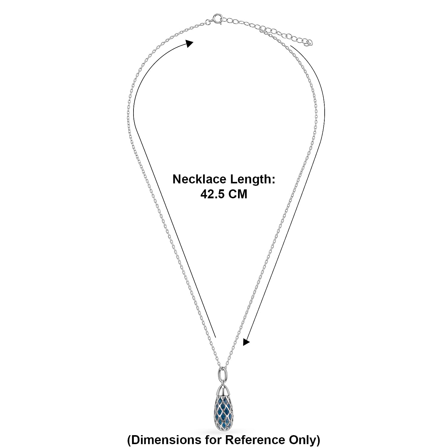 Blue Apatite Pendant (Size 16 - 2 Ext) with Spring Ring Clasp Sterling Silver 1.50 Ct.