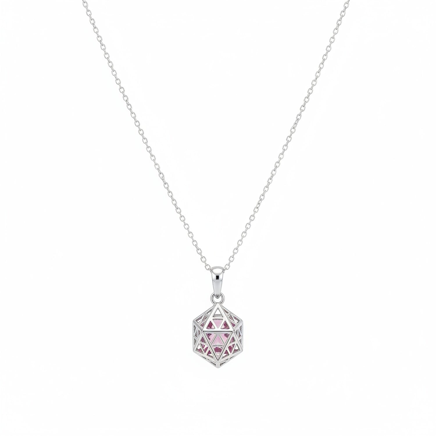 Pink Spinel Pendant (Size 16 - 2 Ext) with Lobster Clasp Sterling Silver 3.55 Ct.