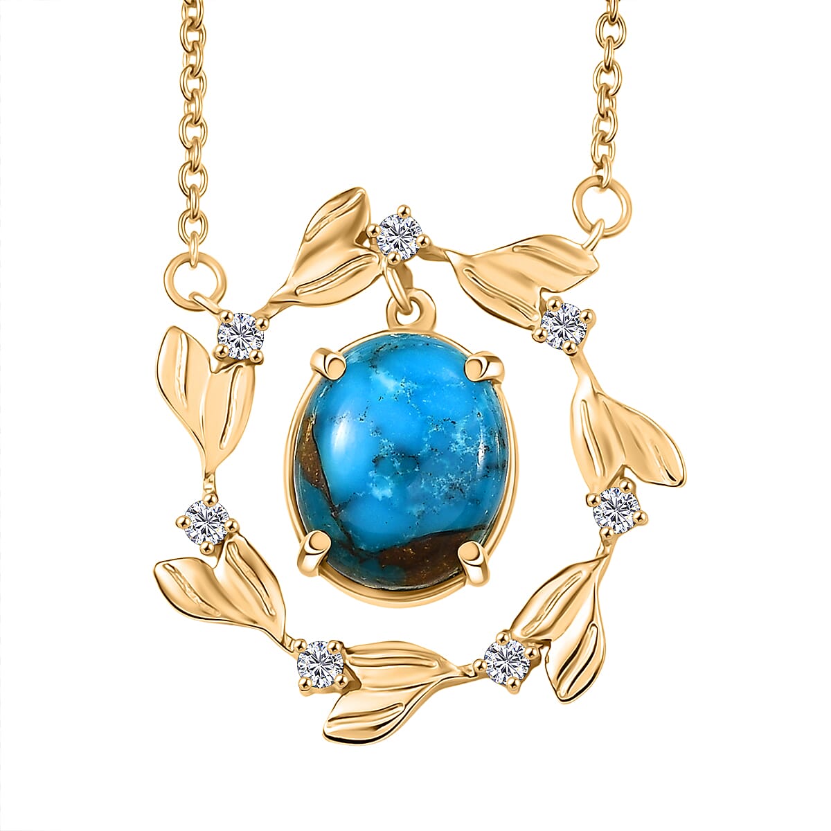 Tucson Find - Blue Turquoise Circle Leaf  Necklace 5.00 Ct.