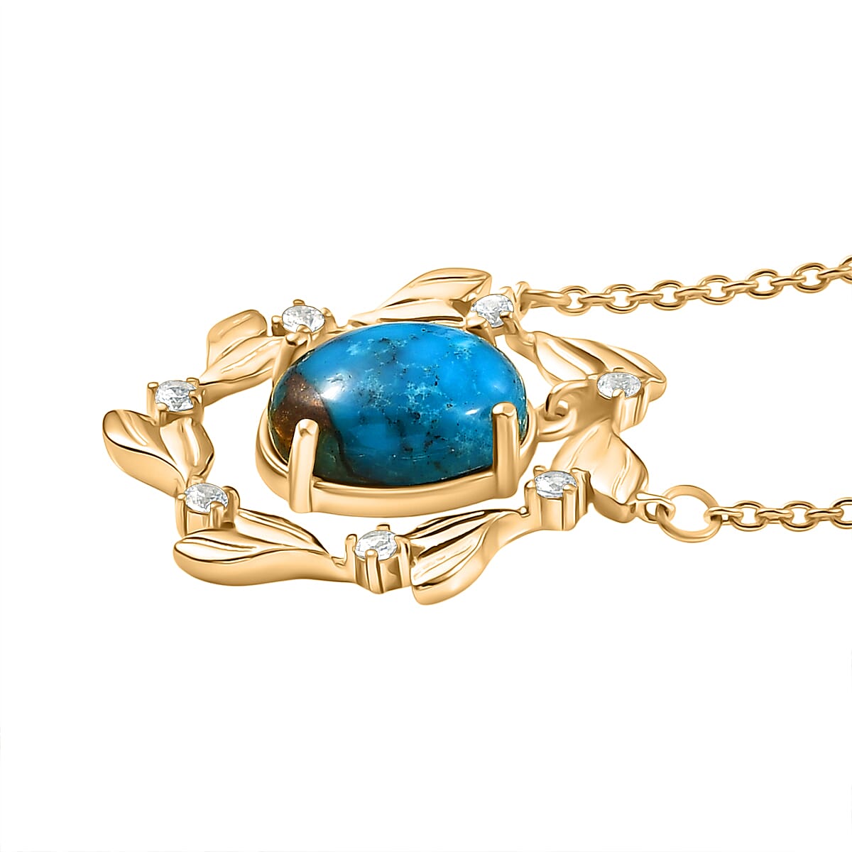 Tucson Find - Blue Turquoise Circle Leaf  Necklace 5.00 Ct.