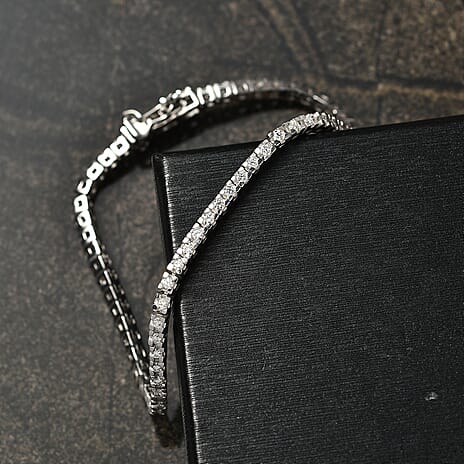 OTO- Luxuriant Diamond Lab Grown Diamond SI-GH Tennis Bracelet (Size - 7.5) in Rhodium Overlay Sterling Silver 2.00 Cts.