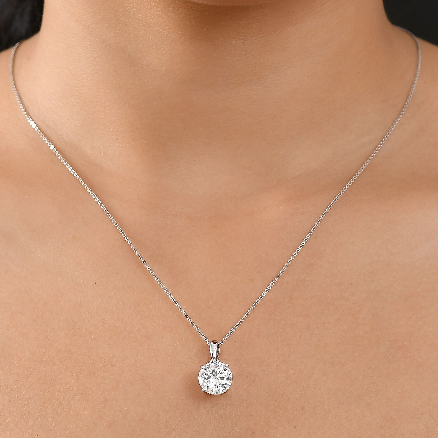 Luxuriant - 14K White Gold SGL Certified Lab Grown Diamond (VS-EF) Solitaire Pendant 4.00 Ct.