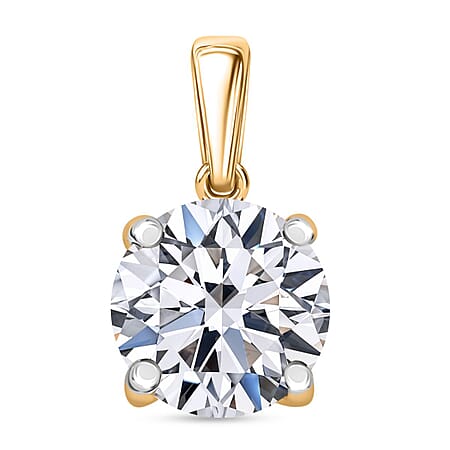 LUXURIANT 4 Ct. Lab Grown Diamond Solitaire Pendant in 14K Yellow Gold EF, VS