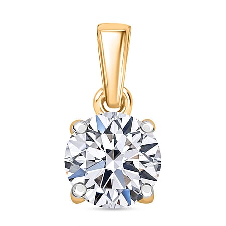 LUXURIANT 1 Ct. Lab Grown Diamond Solitaire Pendant in 14K Yellow Gold SGL Certified (VS-EF)