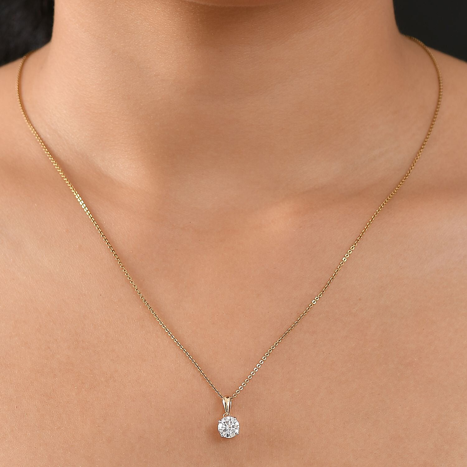 Luxuriant Diamond 14K Yellow Gold SGL Certified (VS-EF) Lab Grown Diamond Solitaire Pendant 1.00 Ct.