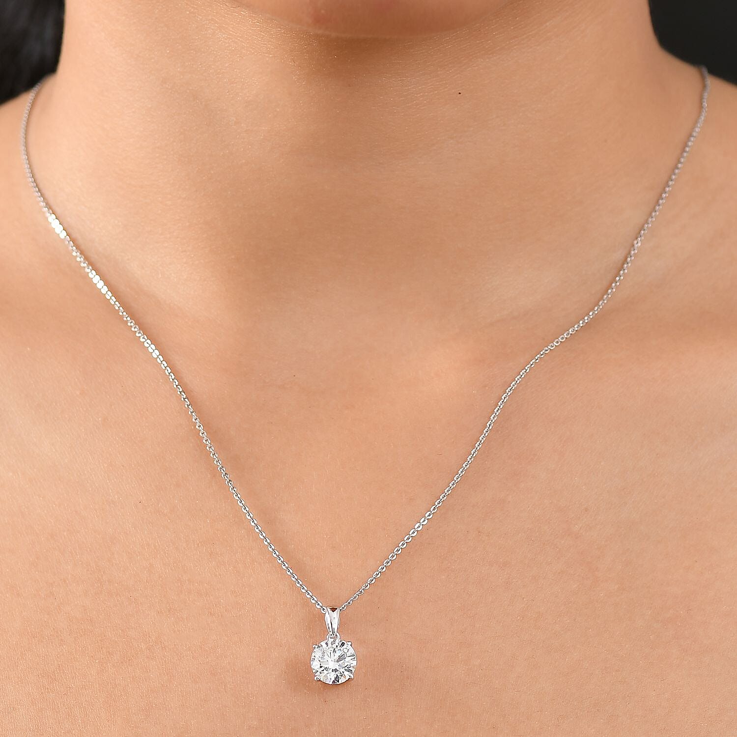 Luxuriant Diamond 14K White Gold SGL Certified (VS-EF) Lab Grown Diamond Solitaire Pendant 2.00 Ct.