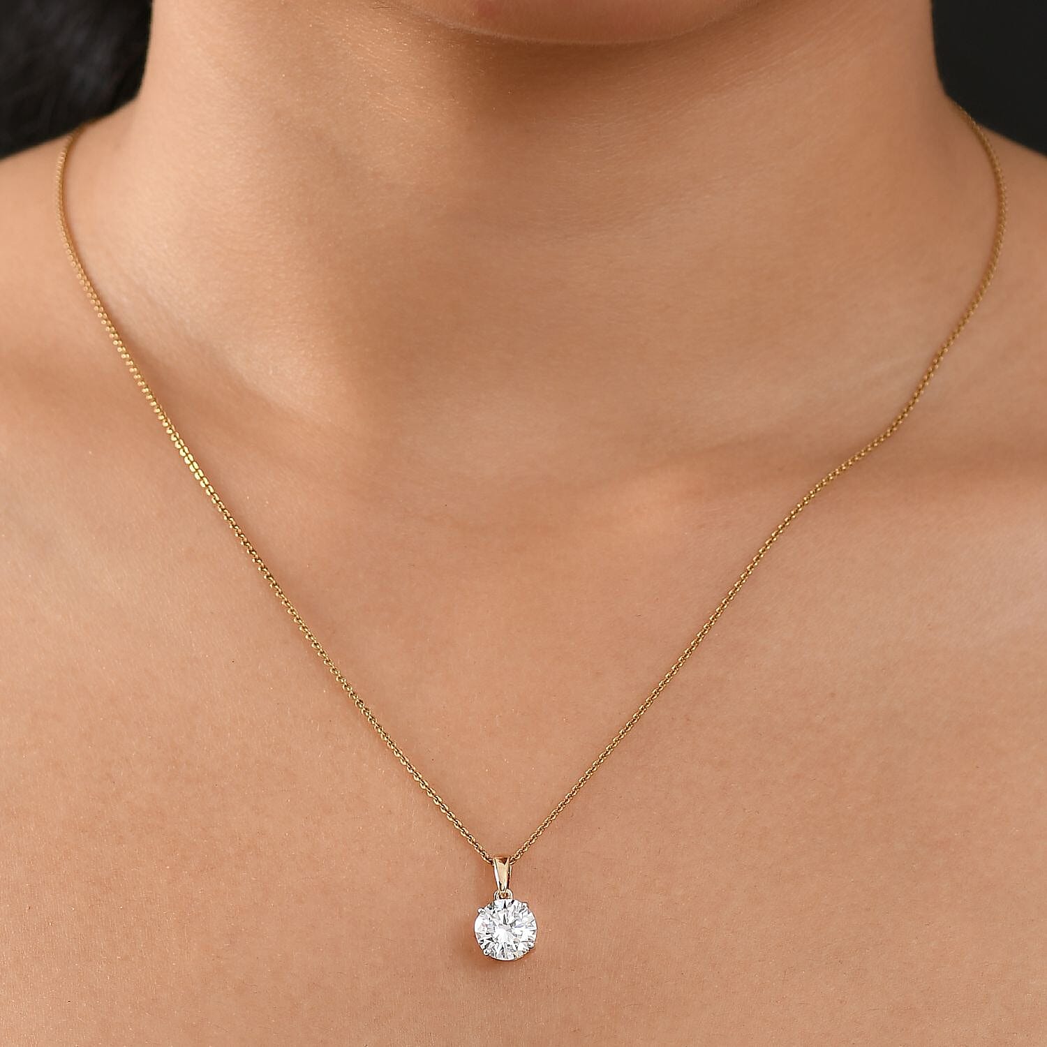 Luxuriant Diamond 14K Yellow Gold SGL Certified (VS-EF) Lab Grown Diamond Solitaire Pendant 2.00 Ct.