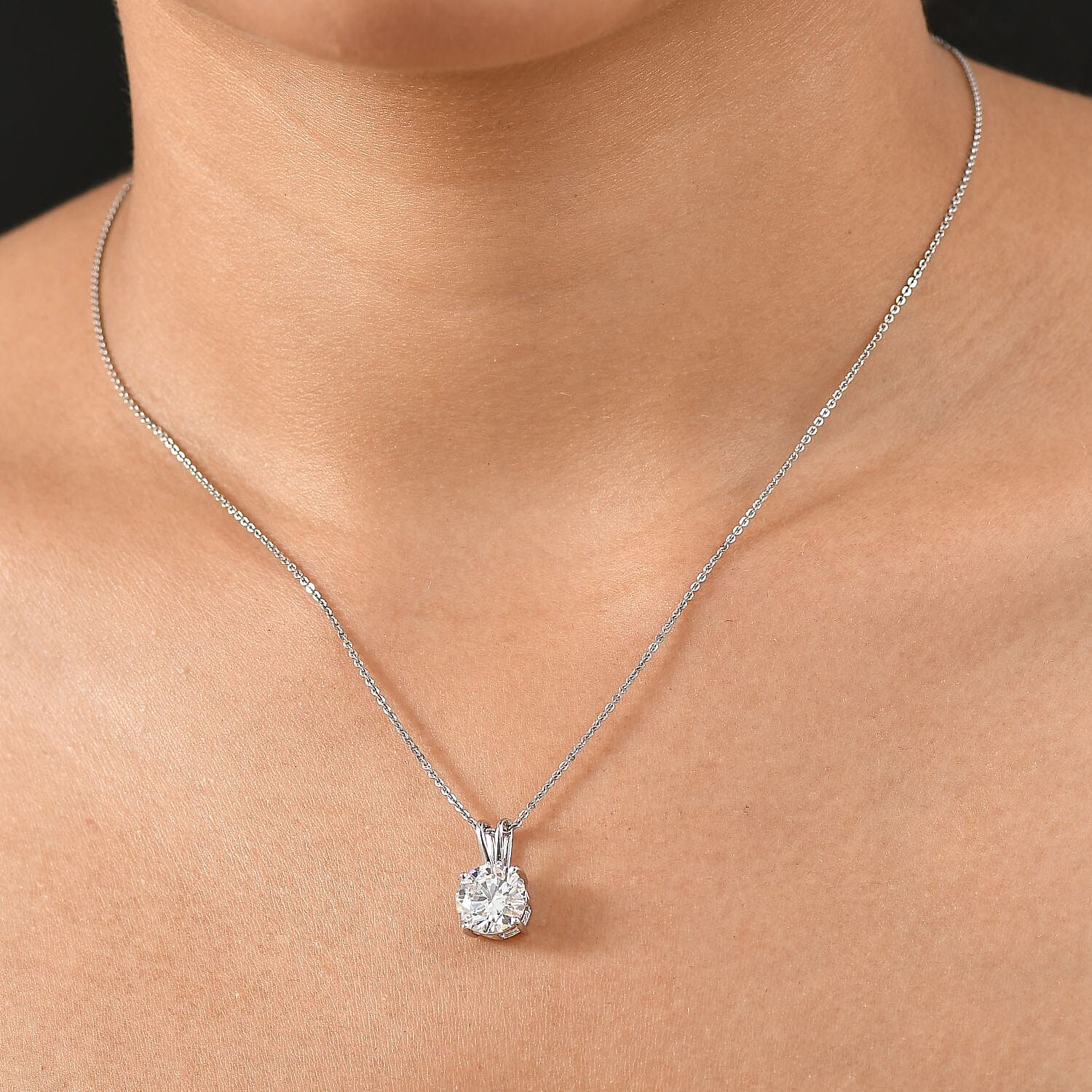 Luxuriant 14K White Gold Lab Grown Diamond SGL Certified (VS-EF) Solitaire Pendant 3.02 Ct.