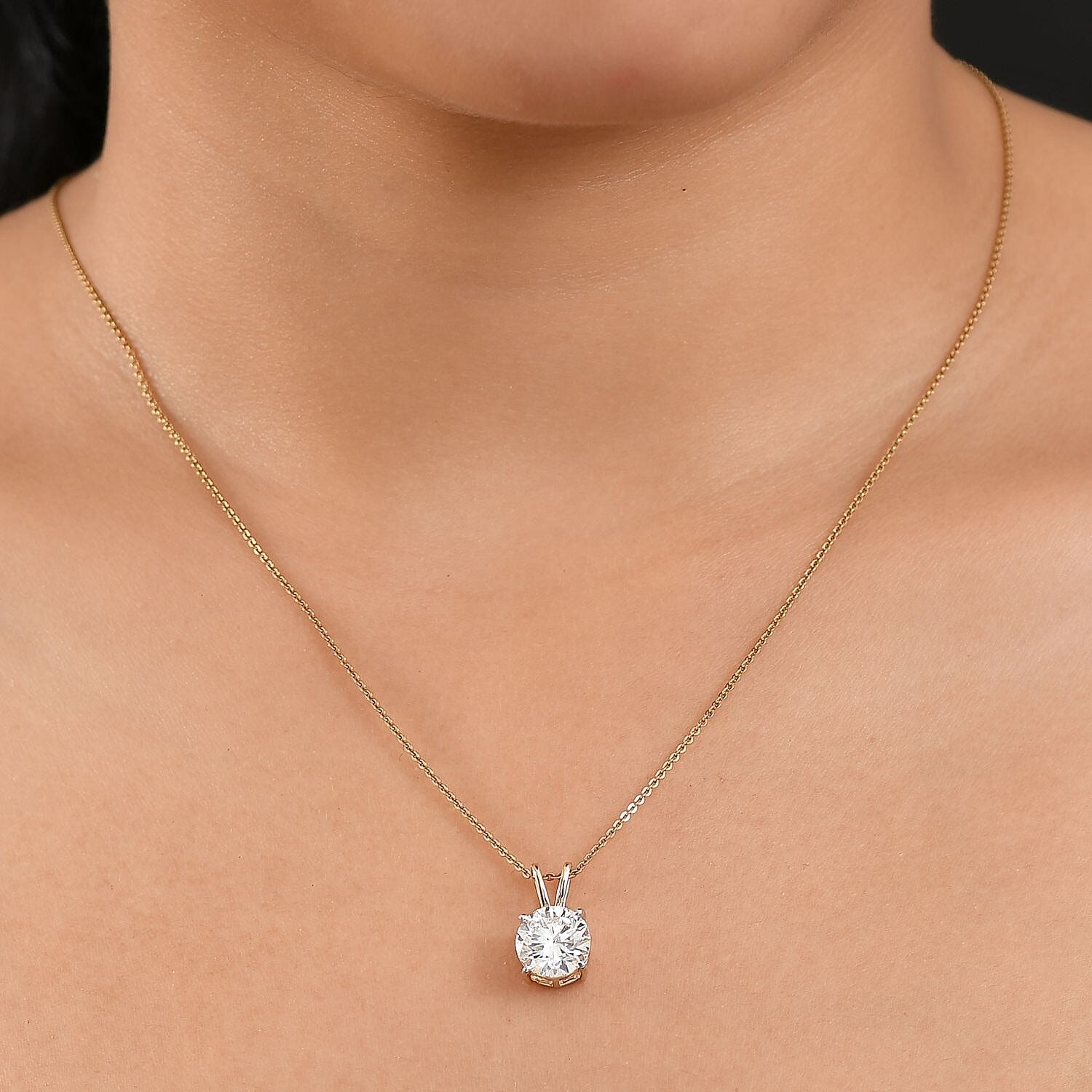 Luxuriant Diamond 14K Yellow Gold SGL Certified (VS-EF) Lab Grown Diamond Solitaire Pendant 3.00 Ct.