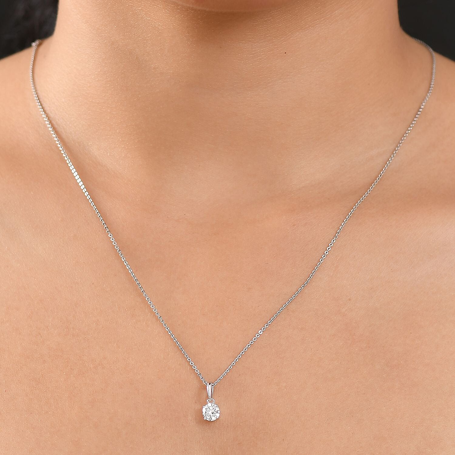 Luxuriant Diamond 14K White Gold SGL Certified (VS-EF) Lab Grown Diamond Solitaire Pendant 0.50 Ct.