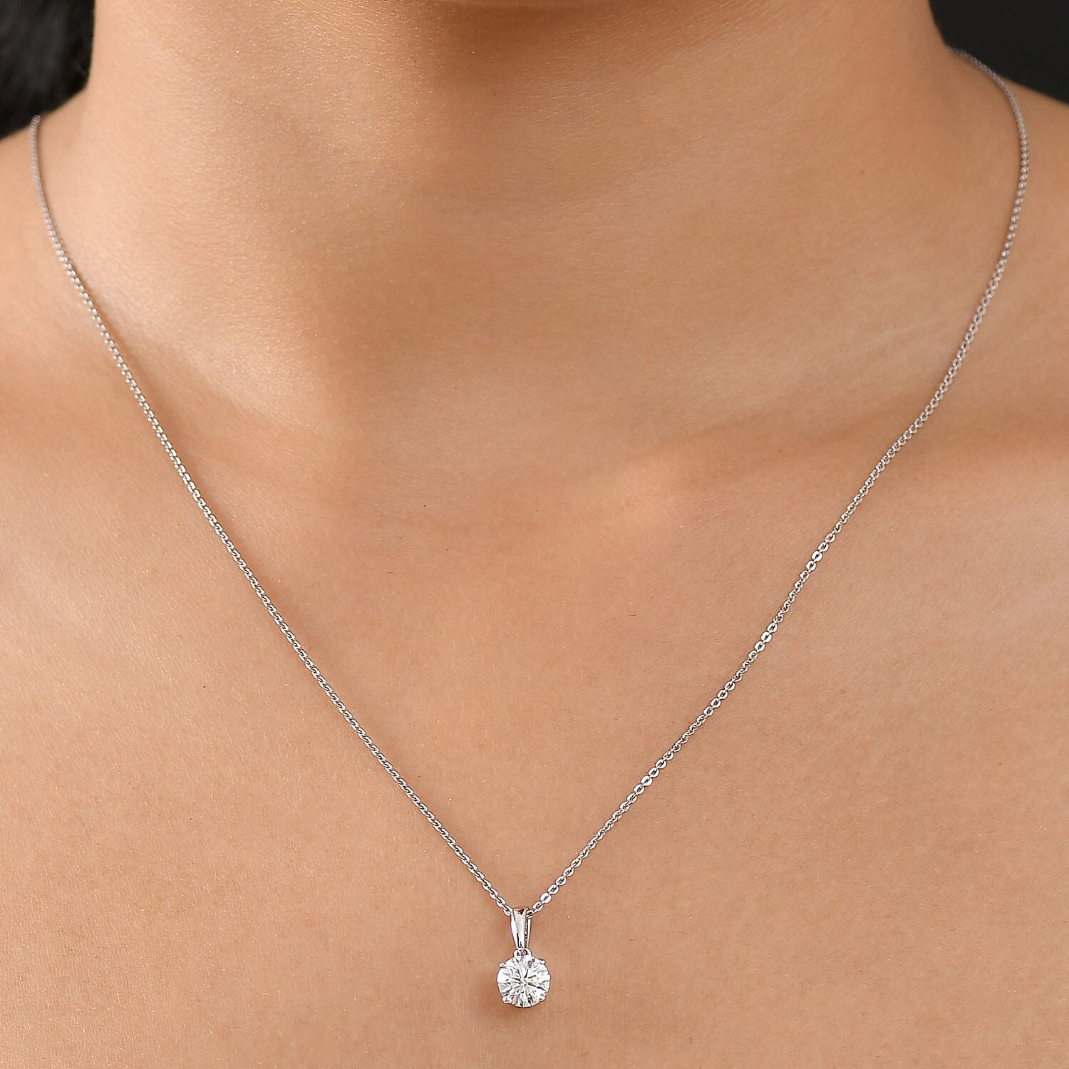 Luxuriant Diamond 14K White Gold SGL Certified (VS-EF) Lab Grown Diamond Solitaire Pendant 1.00 Ct