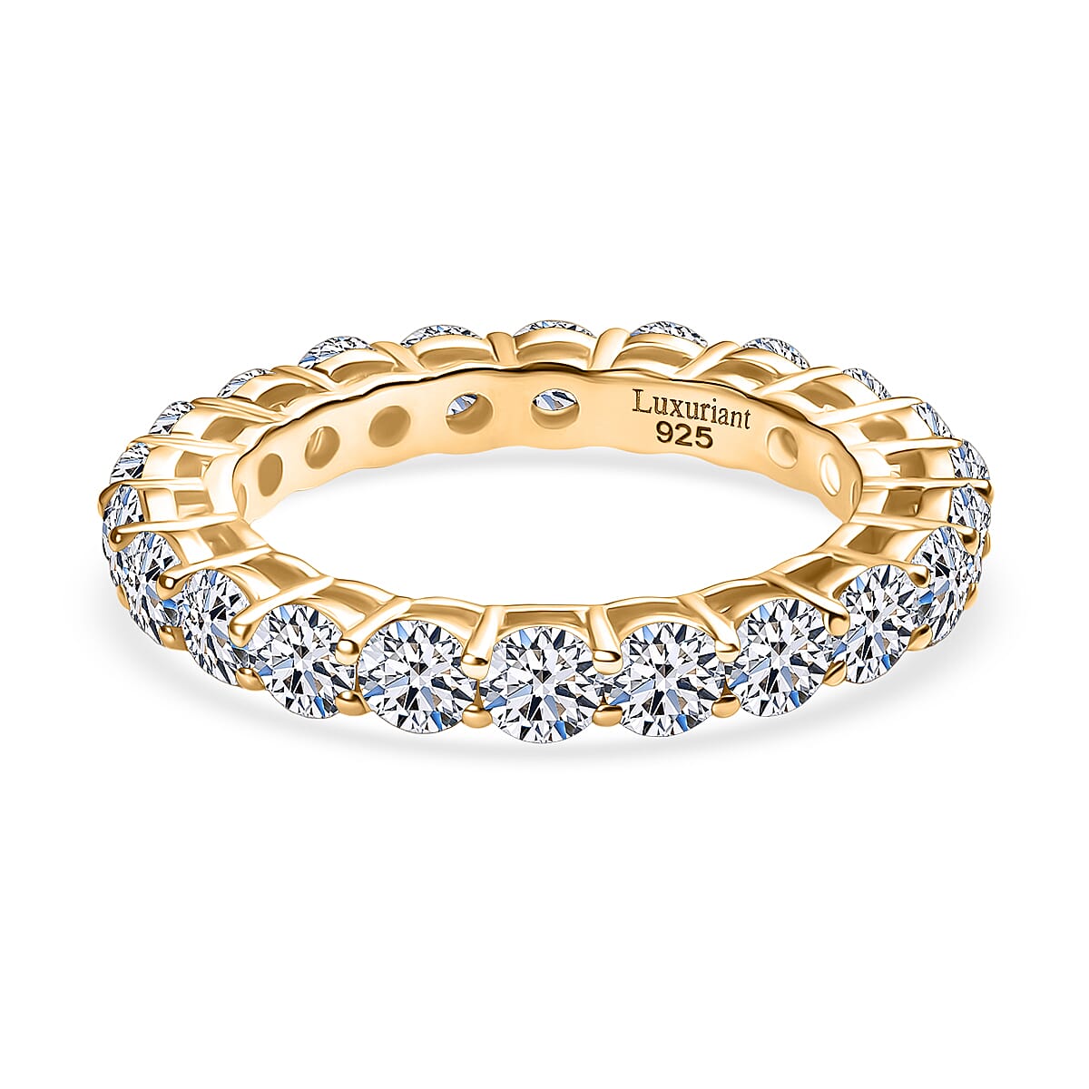 Luxuriant Diamond Lab Grown Diamond (SI-GH) Full Eternity Band Ring in 18K Vermeil Yellow Gold Plated Sterling Silver 2.37 Ct.