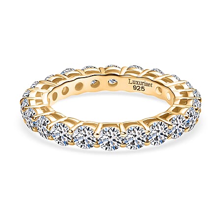 LUXURIANT 2.37 Ct. Lab Grown Diamond Full Eternity Band Ring in 18K Vermeil Yellow Gold Plated Sterling Silver (SI-GH)