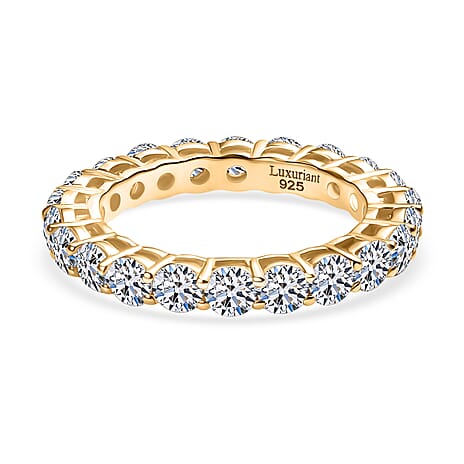 Luxuriant Diamond Lab Grown Diamond (SI-GH) Full Eternity Band Ring in 18K Vermeil Yellow Gold Plated Sterling Silver 2.37 Ct.