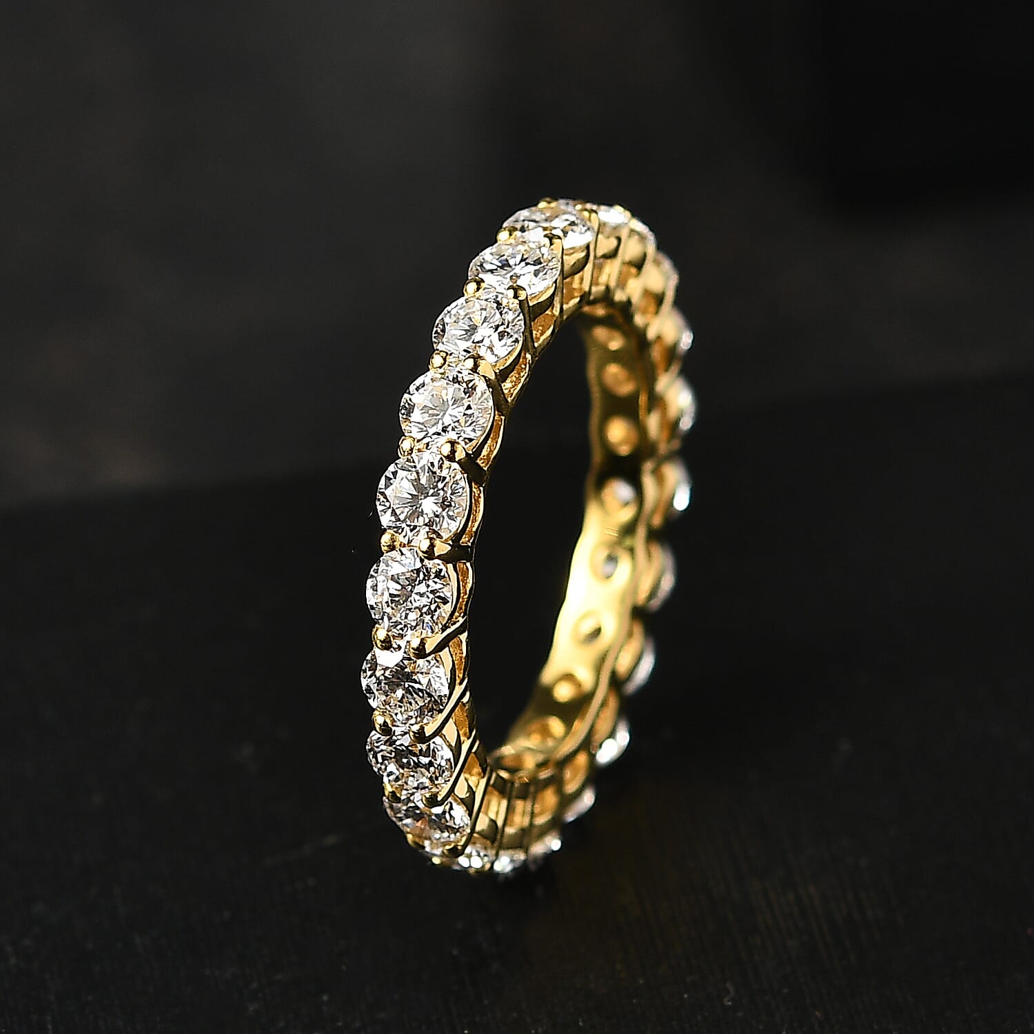 Luxuriant Diamond Lab Grown Diamond (SI-GH) Full Eternity Band Ring in 18K Vermeil Yellow Gold Plated Sterling Silver