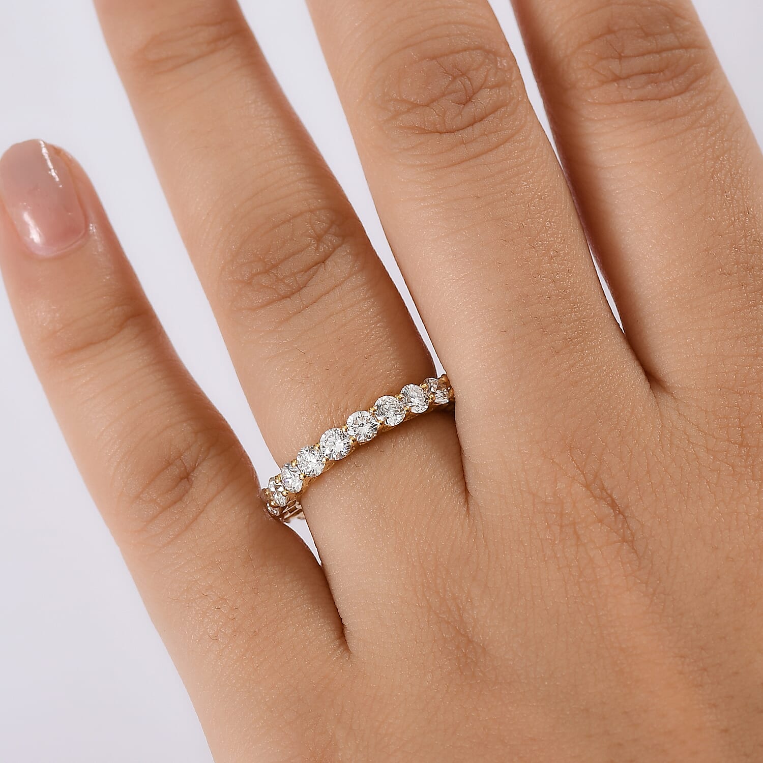 Luxuriant Diamond Lab Grown Diamond (SI-GH) Full Eternity Band Ring in 18K Vermeil Yellow Gold Plated Sterling Silver 2.37 Ct.