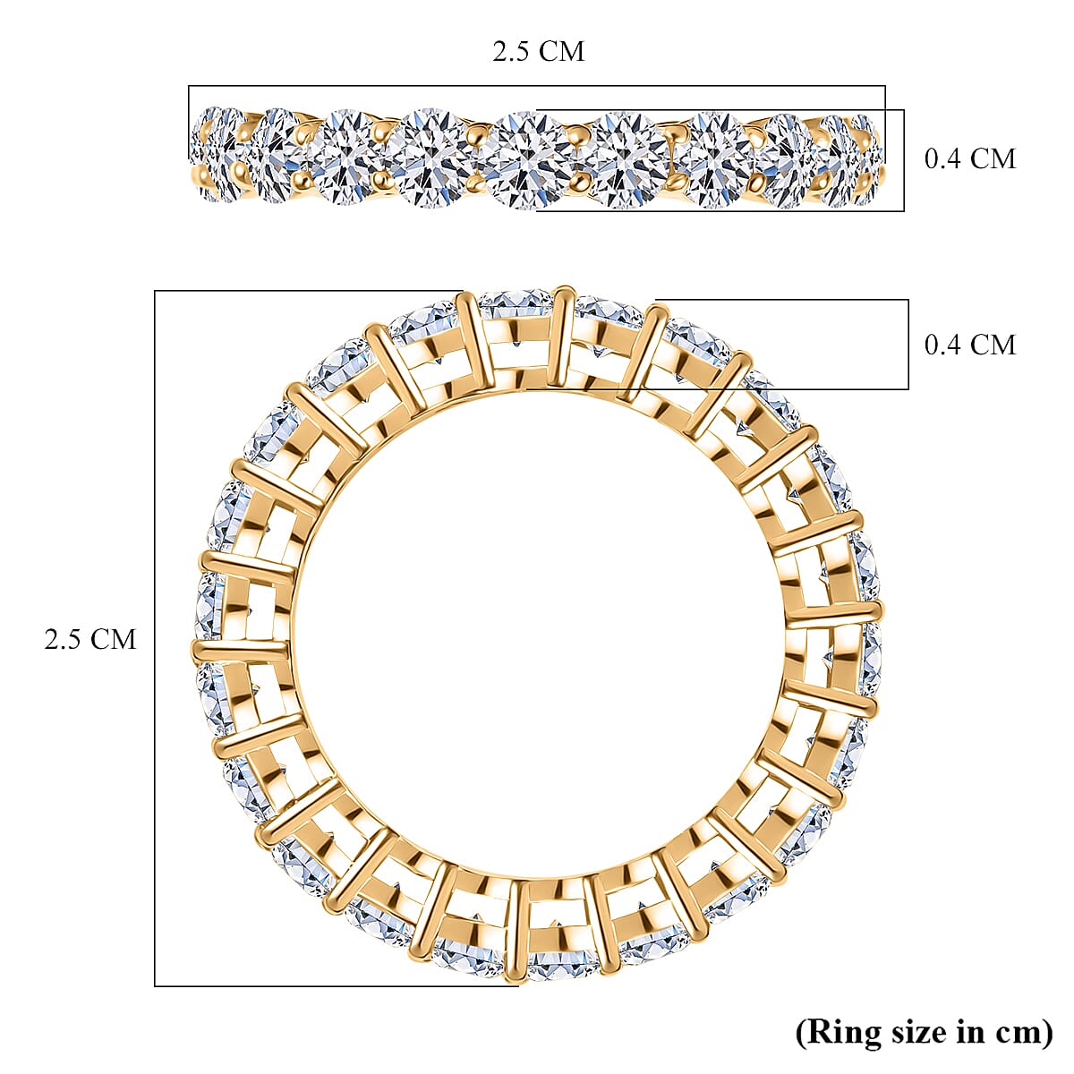 Luxuriant Diamond Lab Grown Diamond (SI-GH) Full Eternity Band Ring in 18K Vermeil Yellow Gold Plated Sterling Silver 2.37 Ct.
