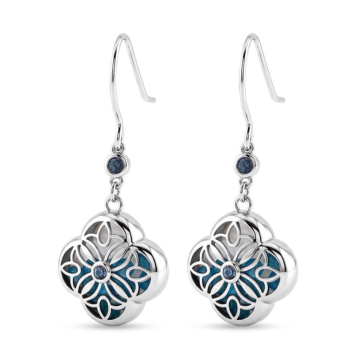 Close Out Deal - Blue Apatite Earring with Hook Sterling Silver 7.00 Ct.