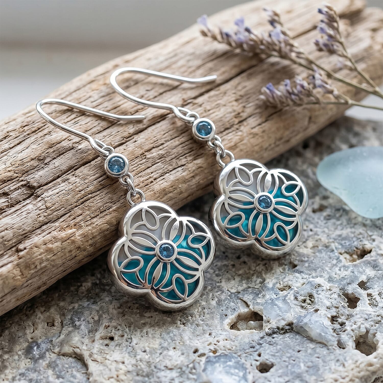 Close Out Deal - Blue Apatite Earring with Hook Sterling Silver 7.00 Ct.