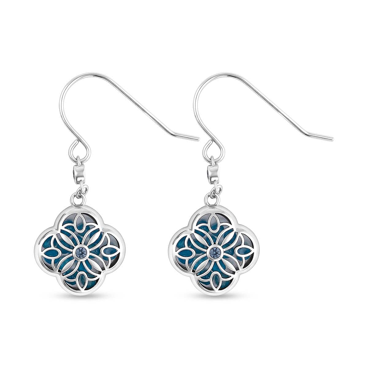 Close Out Deal - Blue Apatite Earring with Hook Sterling Silver 7.00 Ct.