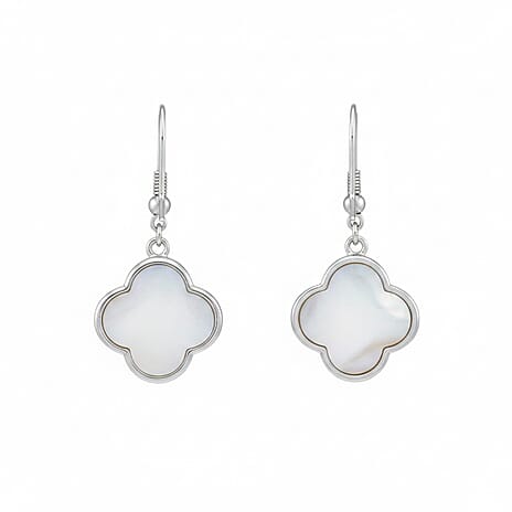 Close Out Deal - Citrine, Aquamarine and Mother Of Pearl Designer Earrings with Hook in Sterling Silver 7.00 Ct.