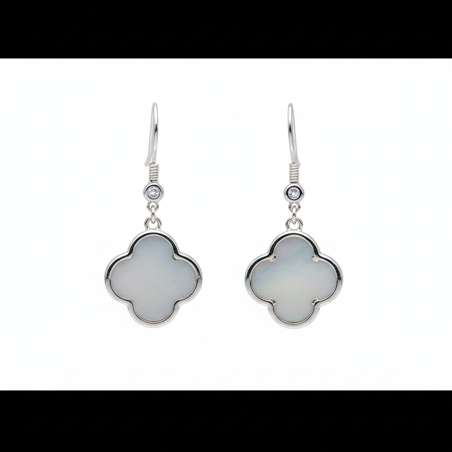 Close Out Deal Blue Apatite and Mother of Pearl Clover Earring with Hook Sterling Silver 6.80 Ct.