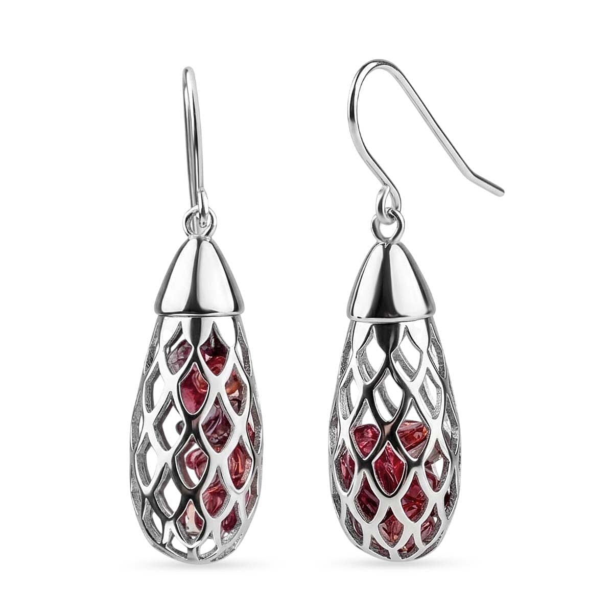 Multi Gemstones Earring with Hook in Rhodium Overlay Sterling Silver 9.50 Ct.