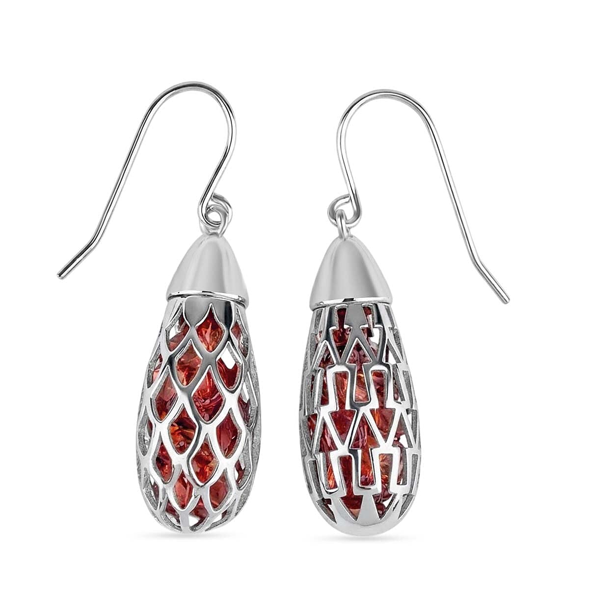 Multi Gemstones Earring with Hook in Rhodium Overlay Sterling Silver 9.50 Ct.