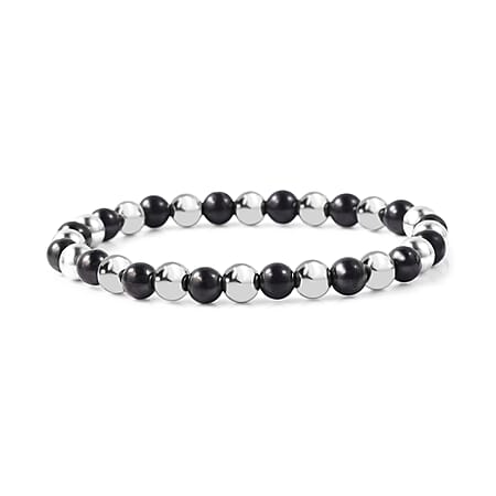 Natural Shungite & Hematite Stretchable Bracelet (Size 7- 9) 80.00 Ct.